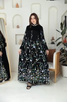 جلابيه مخمل بتطريز يدوي وكلفه