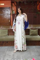 جلابيه لينن باكمام مشجره وتطريز يدوي