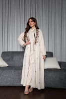 عبايه بتطريز يدوي وجمبسوت لينن