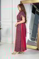 جلابيه مخمل قطعتين بحزام بالخصر وتطريز فصوص