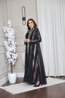 جلابيه قطعتين يخام الشيفون المقلم