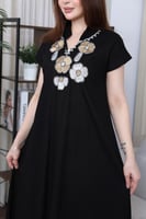 جلابيه لينن بتطريز كمبيوتر بالصدر