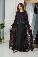 جلابيه مخمل بكلفه بالصدر والاكمام و