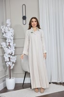 جلابيه لينن بتطريز بالهويه التراثيه