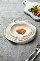 طبق سيراميكي بطبقات بتلات - BS57 | Cream Tone