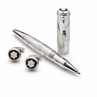 قلم وكبك ماركة مونت بلانك فضي