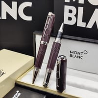 قلم مونت بلانك عنابي فضي