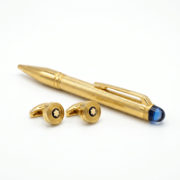 قلم مونت بلانك ذهبي ازرق