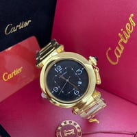 ساعة باشا كارتير رجالية ذهبي ميناء اسود
