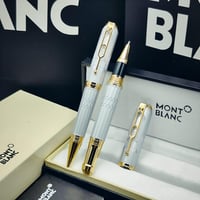 قلم مونت بلانك ابيض ذهبي