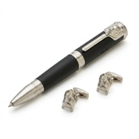 قلم وكبك مونت بلانك الذئب اسود فضي