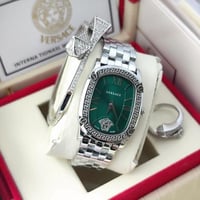 ساعة نسائية فرزاتشي فضي ميناء اخضر