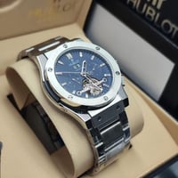 ساعة هوبلت رجالية فضي ميناء ازرق