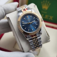 ساعة رولكس نسائي فضي ذهبي ميناء ازرق