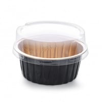 قالب المنيوم اسود/ذهبي دائري + غطاء شفاف ( 125 مل...