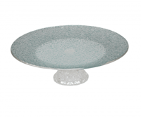 صحن تقديم زجاجي فاخر مزود بقاعدة