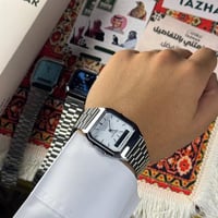 ساعه كاسيو دبل تايم اطار فضي مينا ابيض