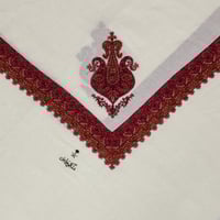 شال كشميري ابيض تطريز احمر ماركة ملكي خاص