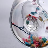 كوب زجاجي بأشكال الزھور المجففة