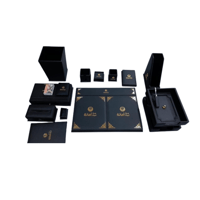 طقم مكتبي فاخر جلد إيطالي مع بصمة الشعار ذهبي