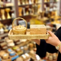 مبخرة شعر مع علبة للعود طقم ذهبي