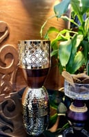 مبخر ستيل ذهبي مع خشب عالي الجودة