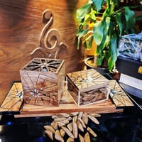 طقم مبخرة خشبية مرصعة بالصدف