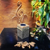 مبخر صغير خشب مرصع بالنحاس