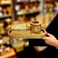 طقم مبخرة مع علبة للعود صناعة هندية يدوية