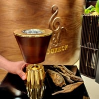 مبخر ستيل ذهبي وخشب صناعة يدوية هندي ثقيل