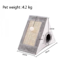 بيت مثلث مع لوح خدش رمادي 50x25x38سم