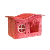 كوخ نوم للقطط نقشه وردي