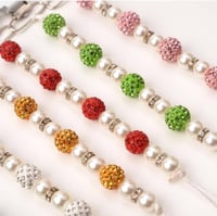 حامل لهاية الأطفال من اللؤلؤ والكريستال ، جميلة وم...