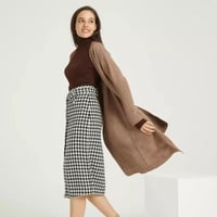 سترة طويلة دافئة ، قطعة انيقة للشتاء مع الفستان وا...