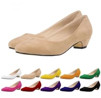 حذاء جميل من المخمل بكعب صغير مريح ،