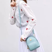 حقيبة ظهر صغيرة من الجلد ، ناعمة وانيقه .