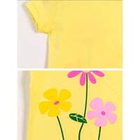 تي شيرت للصغيرات مزين بالأزهار بآلوان جذابة .