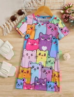 ثوب نوم للبنات برسوم القطط بألوان رائعه .