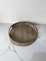 صينية تقديم خشبية دائرية بنقوش فاخرة