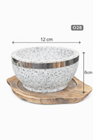 صحن حجر للطبخ والتقديم مع قاعدة خشبية