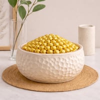 وعاء تقديم كبير دائري بحافة ذهبية