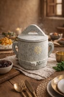 قدر حجر برمة يمني مع غطاء ومقبض حمل