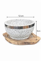 صحن حجر للطبخ والتقديم مع قاعدة خشبية