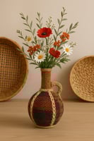 فازة ديكور فخارية تراثية ملفوفة بالقماش والحبال