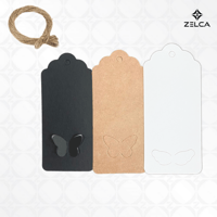 بطاقة كرافت تاق ورقي مع خيط حبل شكل فراشة (50 حبة)