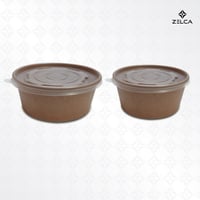 زبدية وعاء ورق كرافت مع غطاء شفاف مسطح