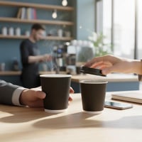 اكواب ورقية طبقتين اسود مع الغطاء (50 حبة)