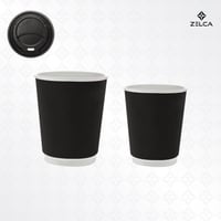 اكواب ورقية طبقتين اسود مع الغطاء (50 حبة)