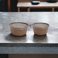 زبدية وعاء ورق كرافت مع غطاء شفاف مسطح