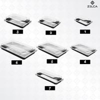 وعاء مستطيل اسود بلاستيك مع غطاء شفاف ( 10 اوعية )